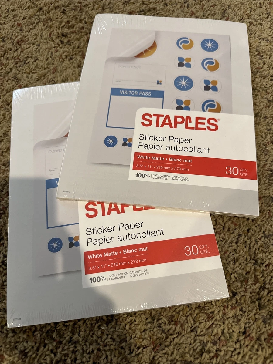 Staples Matte White Sticker Paper - 30 sheets