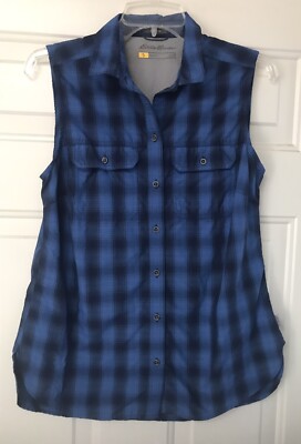 Eddie Bauer Classic Fit Women's Size S Sleeveless Plaid High Low Top Cool