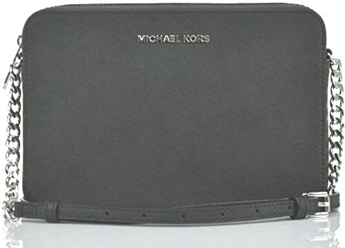 Michael Kors Damen Leder Umhängetasche Geldbörse Kuriertasche schwarz silber MK - Bild 1 von 12