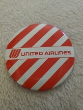 Vintage United Airlines Pin Tulip Logo Pinback Red White Stripe Button