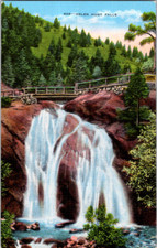 Cartolina d'epoca Helen Hunt Falls North Cheyenne Canyon Colorado cascata panoramica
