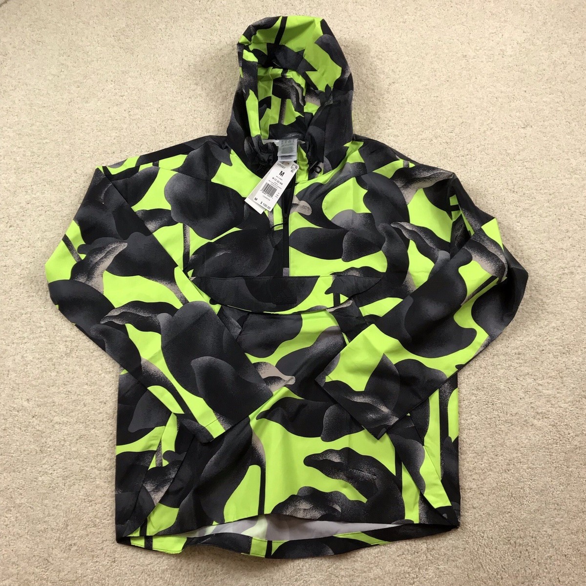 Adidas City Escape Windbreaker Mens Medium 1/4 Zip Volt Adidas City Escape Windbreaker Mens Medium 1/4 Zip Volt