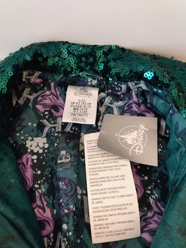 Disney Girl Blueish Green Sequin Faux Leather Zip Pockets Moto Jacket size 11/12 - Picture 10 of 11
