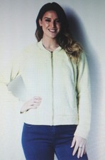 H By Halston Light Weight Textured Knit Bomber Jacket, Lemon Ice, Size 20