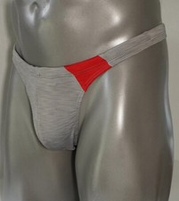 NEW MEN'S GRAY CONTRAST SWIM THONG SIZE MEDIUM