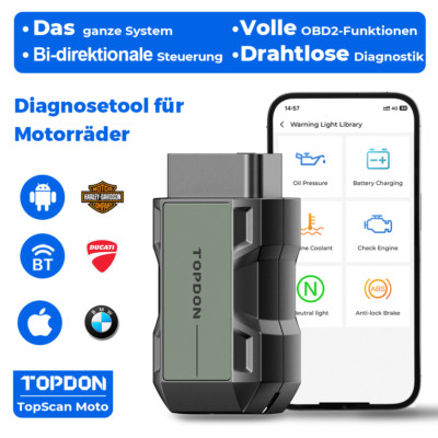 TOPDON TOPSCAN MOTO Motorrad OBD2 Diagnosegerät für BMW DUCATI HARLEY Bluetooth