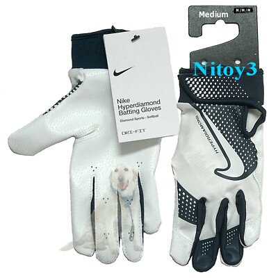 Nike Hyperdiamond Sports Dri-Fit Softball Batting Gloves-Adult Medium: 7-7 1/4