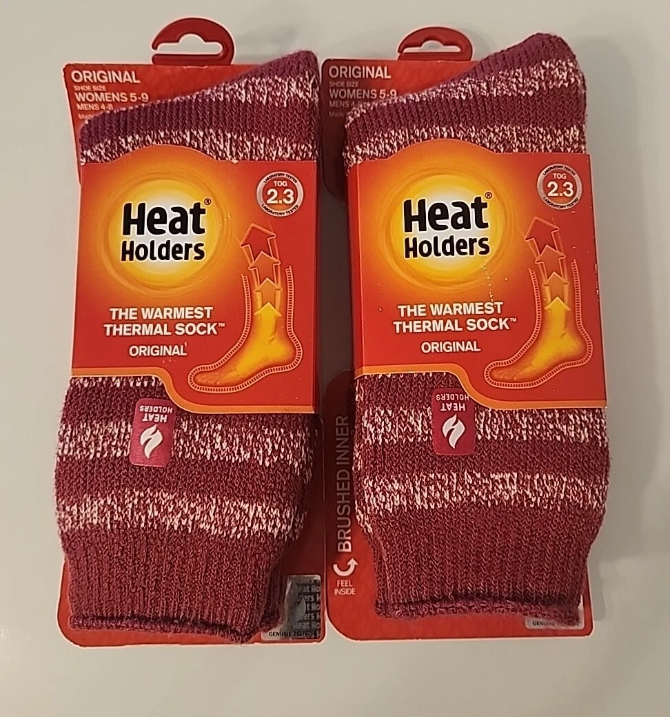 Heat Holders Original Adult Unisex Thermal Socks 2 Pair Berry Light Pink