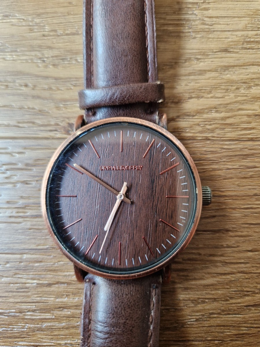 Unrvlld Spply ASOS Analog Watch in Brown Leather Mens