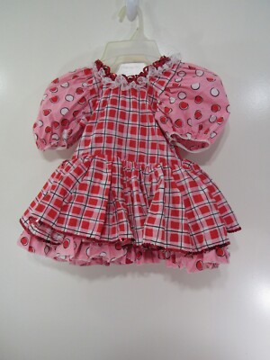 Unbranded Dance Costume Dress Size Child 8 Red White Pink Sequins Ruffles Lace 