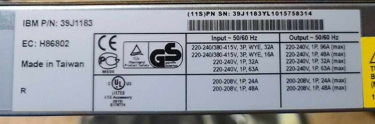 IBM 39J1183 39Y8925 12 PORT AC POWER DISTRIBUTION UNIT PDU