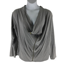 Women’s Draped Sweater Kate & Mallory Gray Zip Front Stretch Top 2X