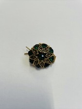 Green Floral Vintage With Gold Accent Hair Barrette