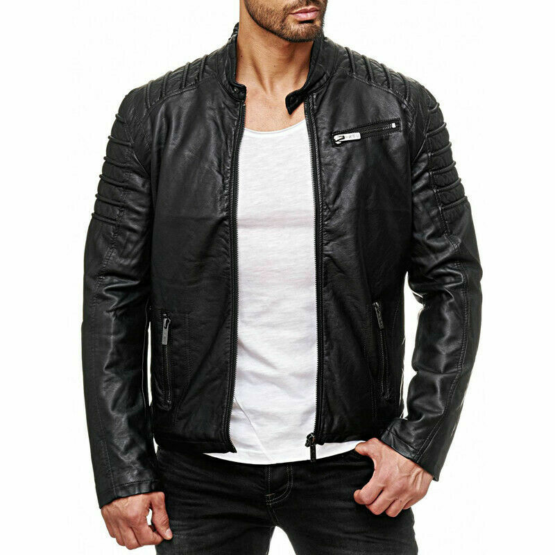 REDBRIDGE BY CIPO & BAXX DUBLIN MENS BIKER LEATHER JACKET ALL