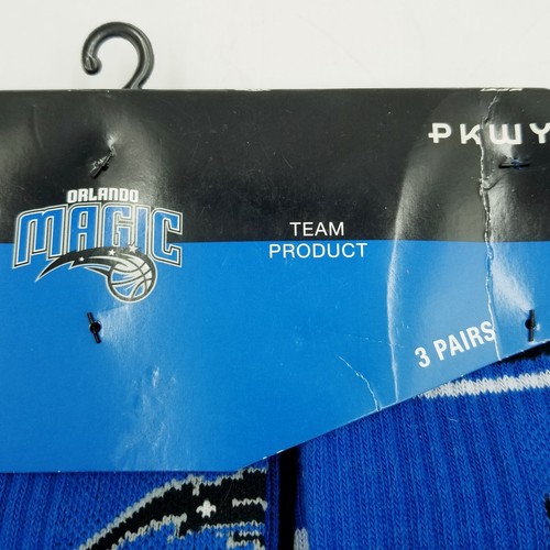 PKWY ORLANDO MAGIC SOCKS 3 PAIR PACK MEDIUM YOUTH SIZE SHOE 1-6 NWT Blue - Picture 3 of 8