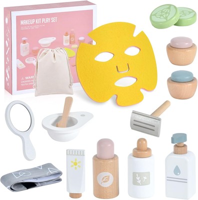WHOHOLL Wooden Makeup Toy Set, Pretend Beauty Salon Toys Skin Care Learning... 
