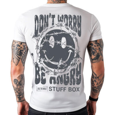 Stuff Box Männer Shirt Rundhals kurzarm Angry weiß STB-1301 Baumwollshirt TShirt