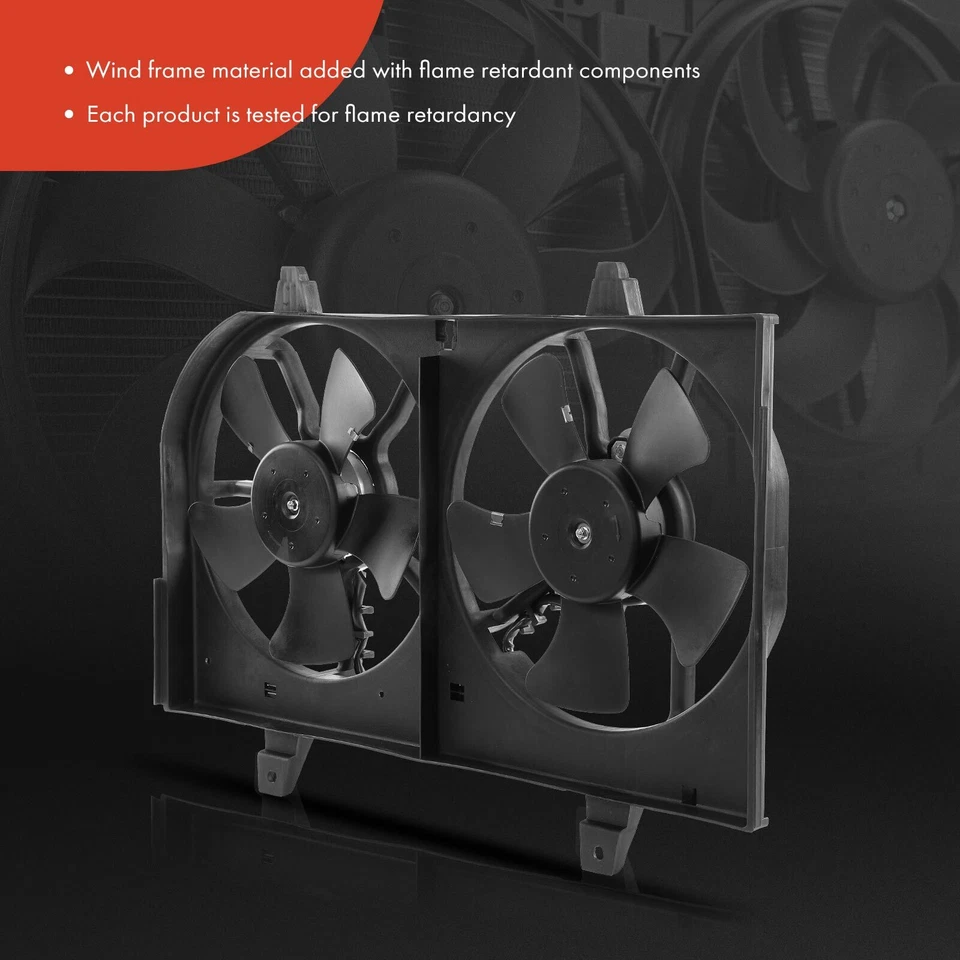 Conjunto de ventilador de refrigeración de radiador doble con cubierta para Nissan Máxima INFINITI I30 3,0 L Foto 3 de 4