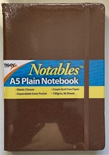 Image of A5 SOFT FEEL PLAIN NOTEBOOK EXPANDABLE POCKET LIGHT BROWN