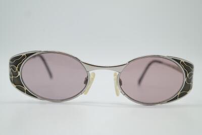 Vintage Sunglasses DOLCE VITA DVS-13 Silver Gold Black Oval Sunglasses