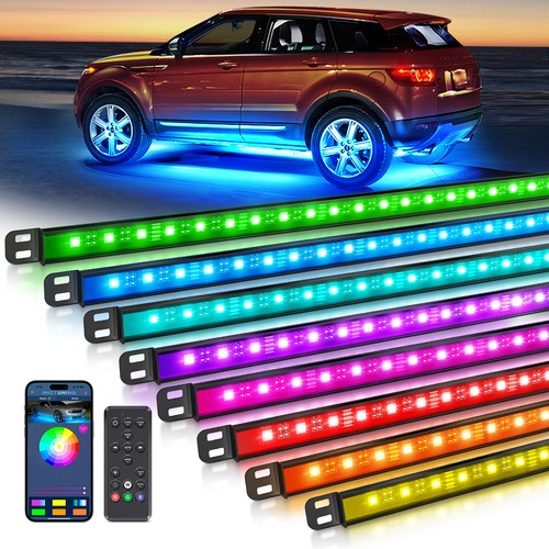 MICTUNING N8 RGBW Led Underglow Light Bar, 8pc Underbody Neon Lights For SUV Car