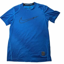 Nike Pro T Shirt, Blue with Dark Blue Skinny Stripes Sz Youth Kids Boy's Medium