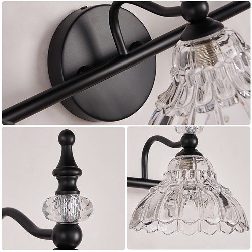 Bathroom Vanity Lights Bathroom Lighting Fixtures Over Mirror Matte Black 3 L... - Picture 5 of 9