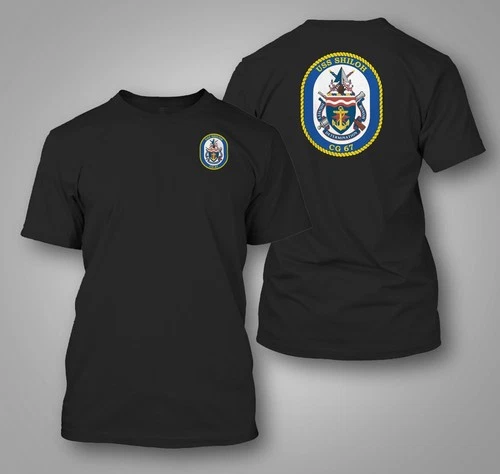 USS Shiloh CG-67 U.S. Navy Cruiser  -  Custom Men's Back and front T-Shirt Tee