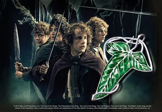 Broche de la Lorien argent massif bijoux Tolkien réplique cinéma Noble Collection