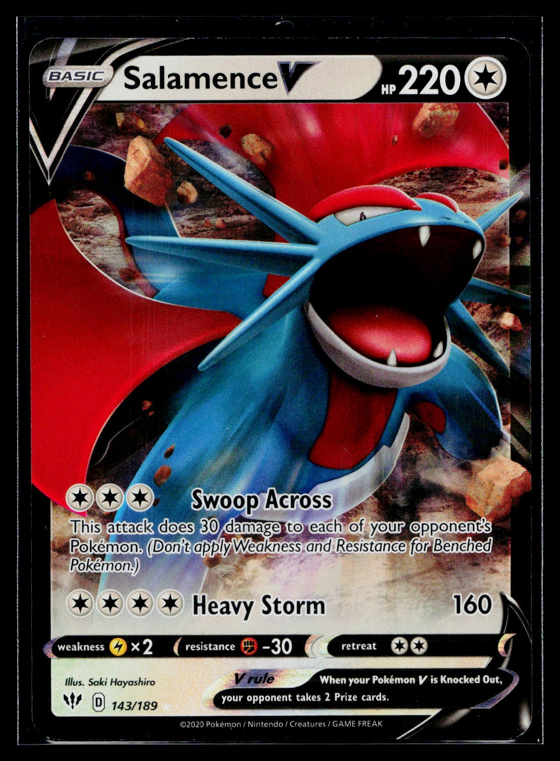 🎴Salamence V #143/189 SWSH03: Darkness Ablaze Ultra Rare Near Mint +
