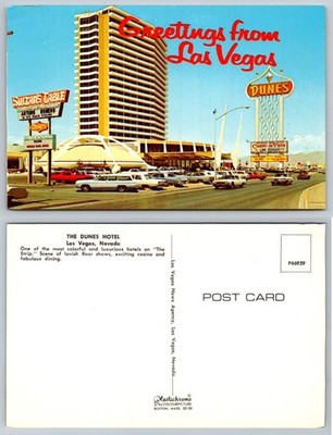 Greetings from Las Vegas Dunes Hotel Casino Strip Vintage Postcard 1960s