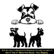 Miniature Schnauzer Three Black Vinyl Decals Car Truck Laptop Tablet Tumbler