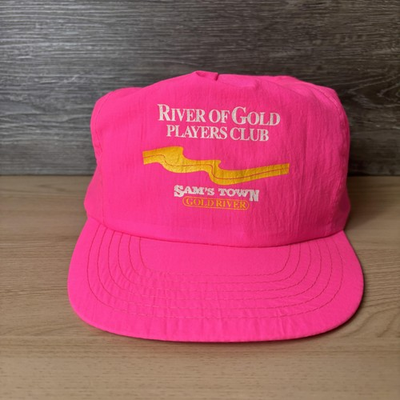 #ad #ad VINTAGE Sams Town Gold River Hat Cap Snap Back Pink Players Club Mens 90s $23.86