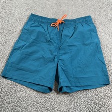 Blue Shorts Mens Large Solid Swim Trunks Elastic Waist Mesh Lined Beach