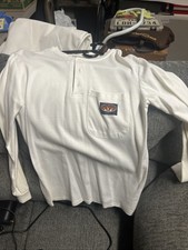 Rasco Flame Resistant FR Henley T-Shirt Men M White Pocket Long Sleeve Workwear