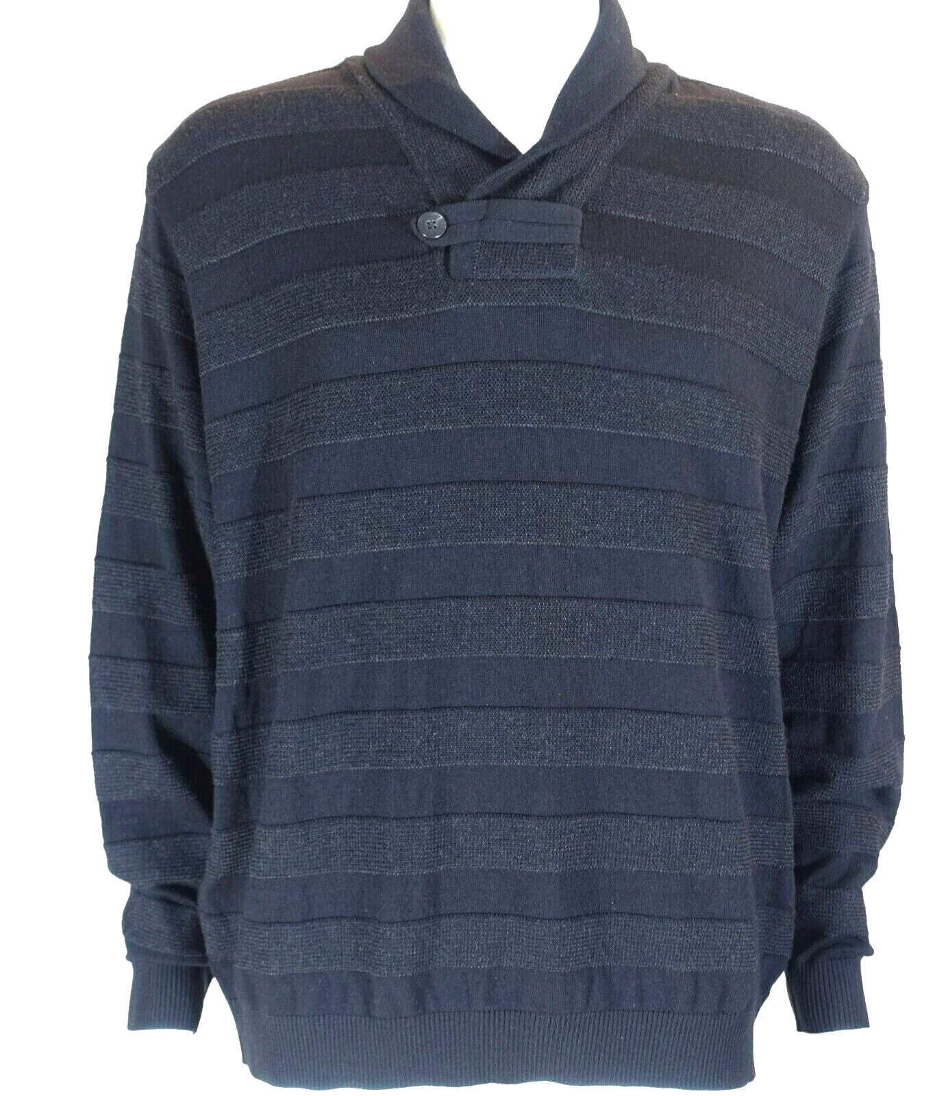 VITTORIO ROCCHETTI MILANO~MINT!!~MEN'S XL BLACK 100% WOOL SHAWL NECK SWEATER USA