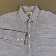 Charles Tyrwhitt Shirt Mens 19 Blue Plaid Houndstooth Button Up Classic Business
