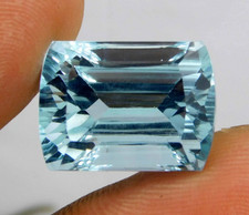 Natural 16.85 Ct Museum Blue Aquamarine Emerald Cut Certified Loose Gemstone