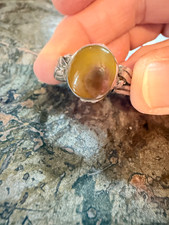 Sterling silver ring with a natural orangish-brown agate stone