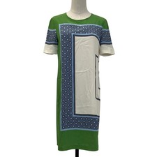 TORY BURCH Short-Sleeve Silk Dress, Size 2, Light Green, Multicolor Women USED
