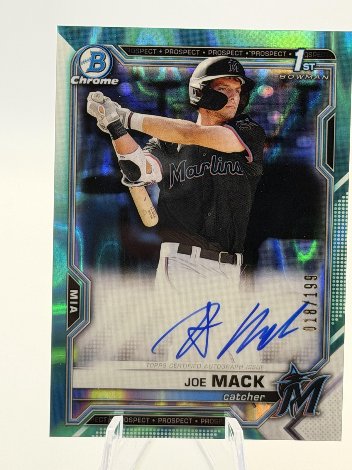 2021 Bowman Draft #CDA-JMA Joe Mack Aqua Lava Refractor Chrome Auto #/199