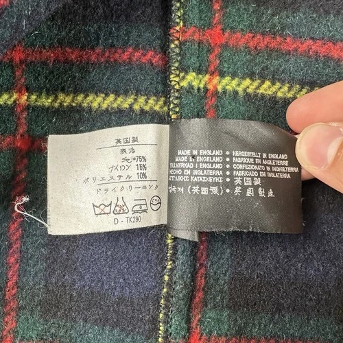 Gloverall Duffle Coat Men’s Small Navy Blue Wool Toggle Hooded Tartan England image 16