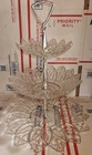 VINTAGE FEDERAL PETAL GLASS SPARKLING 3 TIERED GLASS STAND 15 X 12"