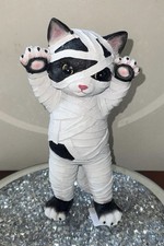 Halloween Mummy Cat Figurine Black White Spooky Kitty Decor New