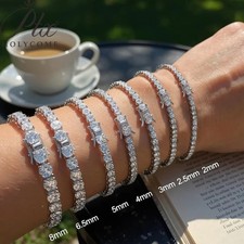 2-6.5mm Tennis Bracelet SOLID 925 Sterling Silver MOISSANITE Passes Tester  