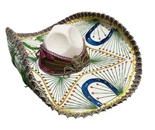 Vintage Mariachi Sombrero Hat Handcrafted Embroidery Made in Mexico