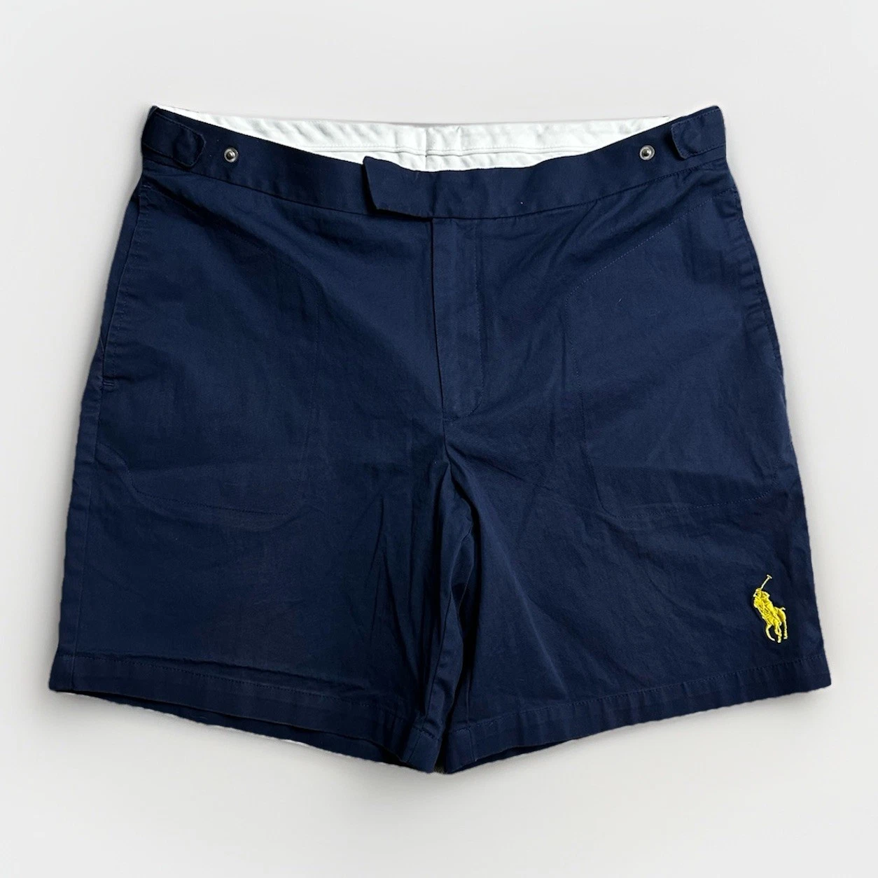 Ralph Lauren Shorts Mens Large Blue Yellow Pony Wimbledon Smart Preppy USA Boat