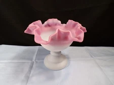 Fenton Blue Burmese Glass Single Horn Epergne Base Bowl Only