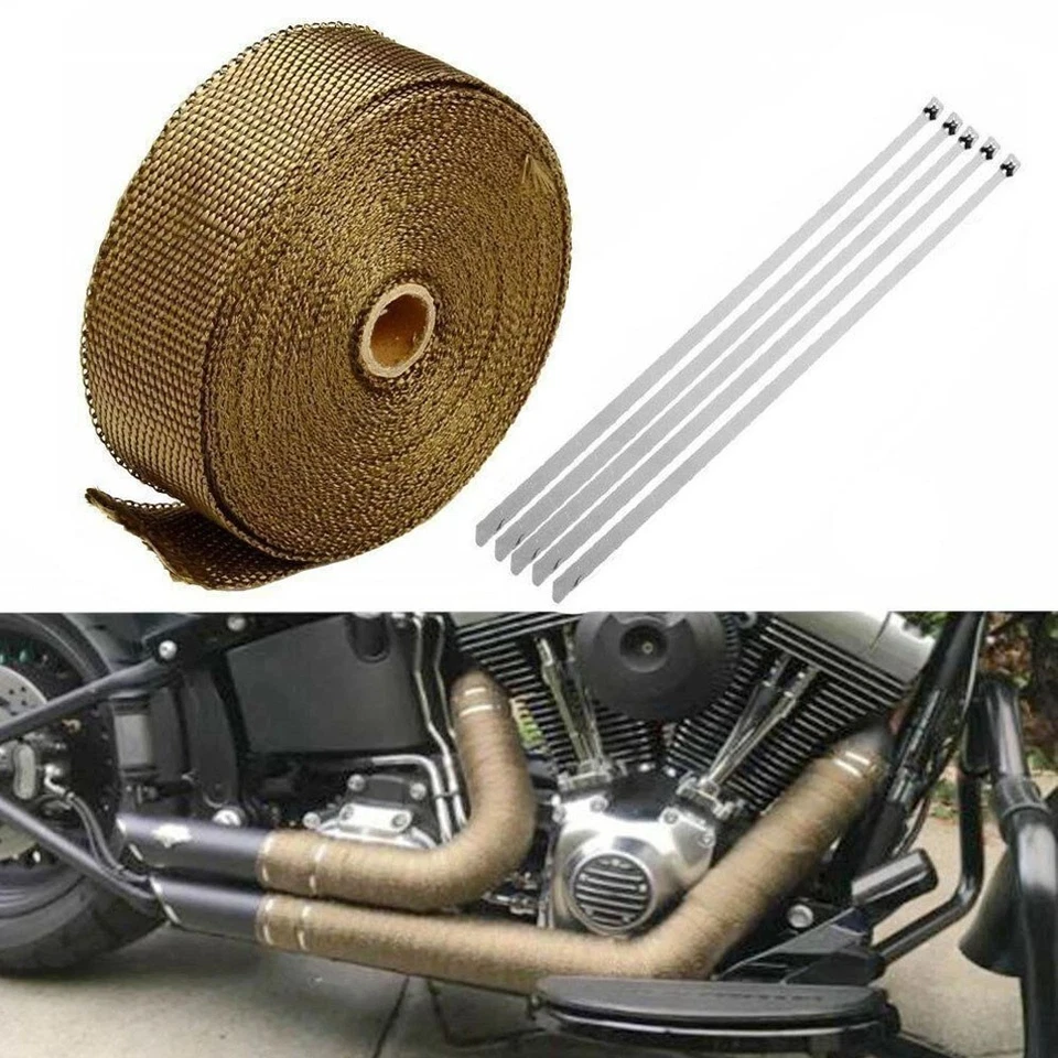 2" x50' Titanium Exhaust Wrap for Motorcycle Car Headers Stainless Steel Zip Tie - Image 3 of 4