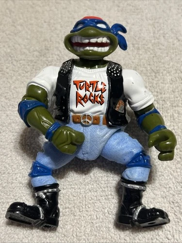 Vintage 1991 TMNT Rock N Rollin Leonardo Figure Playmates Mirage Turtle Loose